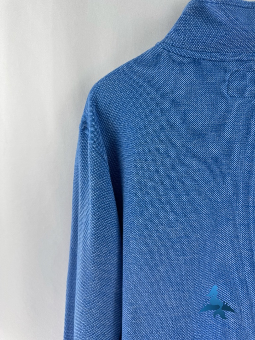 1311 J.Crew Performance Bird's-Eye Quarter-Zip Pullover - L - Blue - Picture 10 of 16